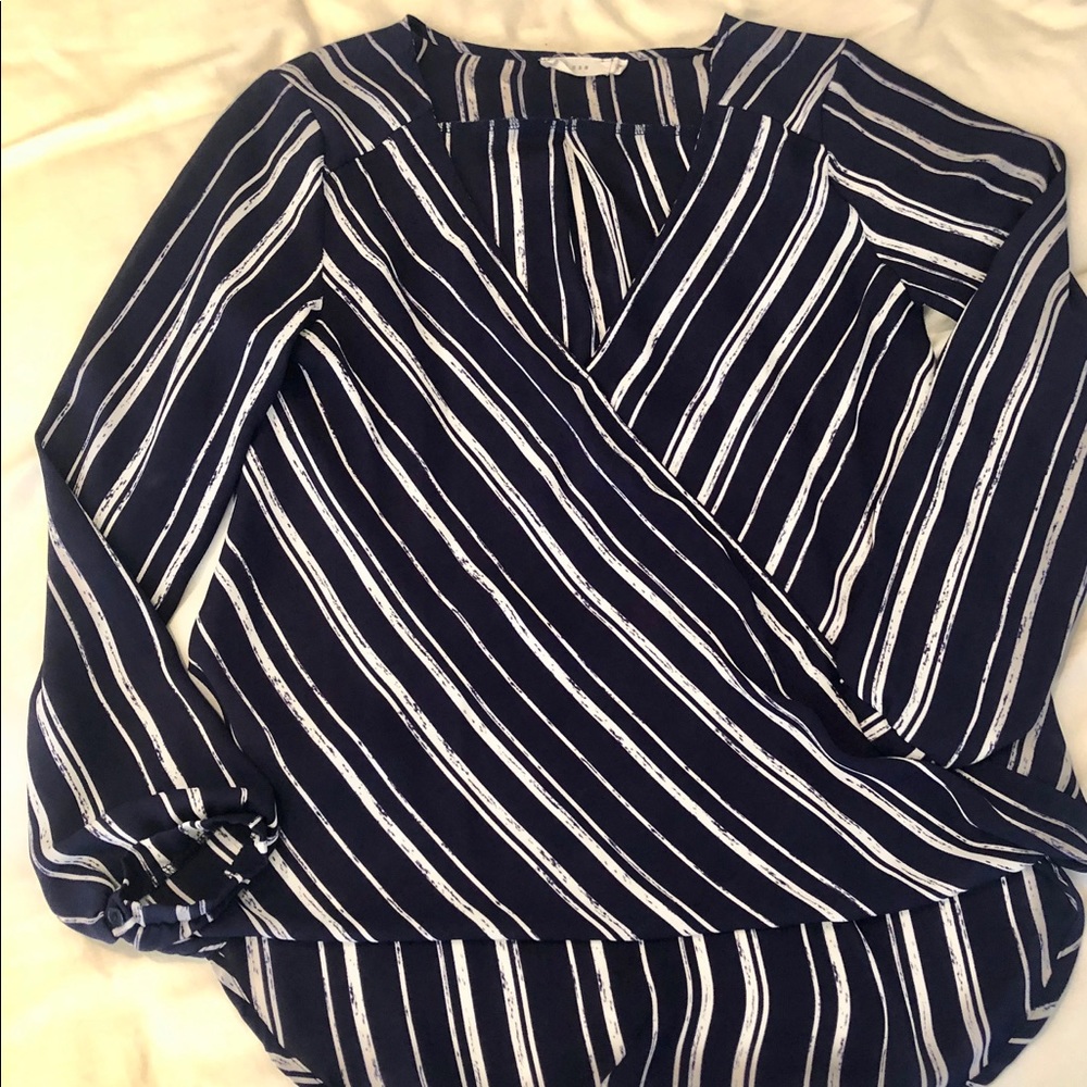 Lush Crossover Draped Blouse, Stripe